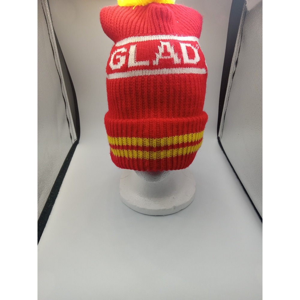 Vintage GLAD Beanie‎ Winter unbranded.  Retro  Red /Yellow